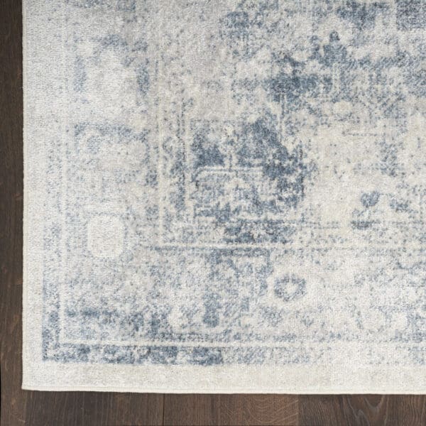 3' X 5' Blue Oriental Power Loom Distressed Washable Area Rug - Image 4