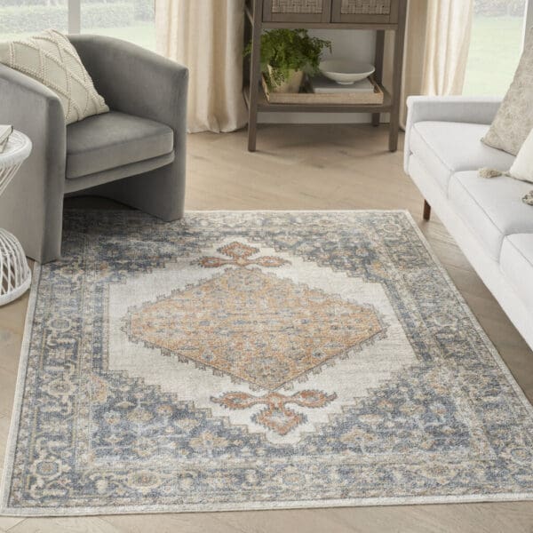 5' X 7' Gray Oriental Power Loom Distressed Washable Area Rug - Image 6