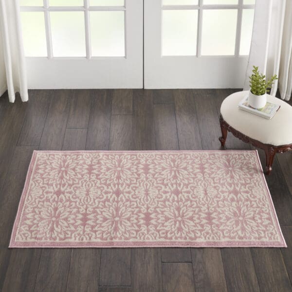 2' x 4' Power Loom Area Rug - Pink Floral - Image 7