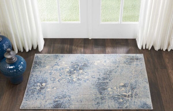 3' x 4' Blue Floral Power Loom Area Rug - Image 5