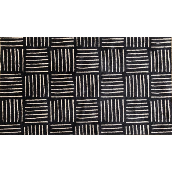 2' x 4' Abstract Machine-Tufted Washable Area Rug - Black & Off-White - Image 2