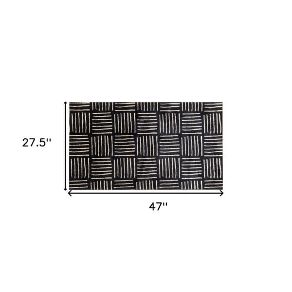 2' x 4' Abstract Machine-Tufted Washable Area Rug - Black & Off-White - Image 6