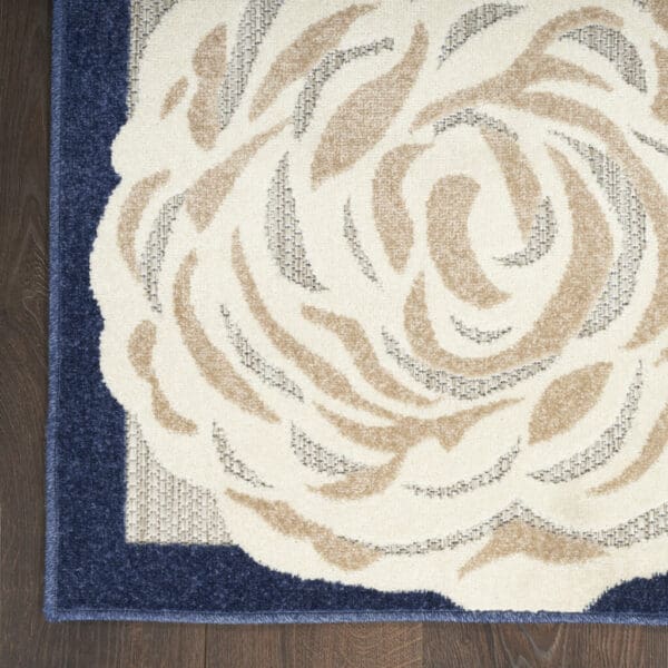 3' x 4' Blue & Orange Floral Power Loom Area Rug - Image 3