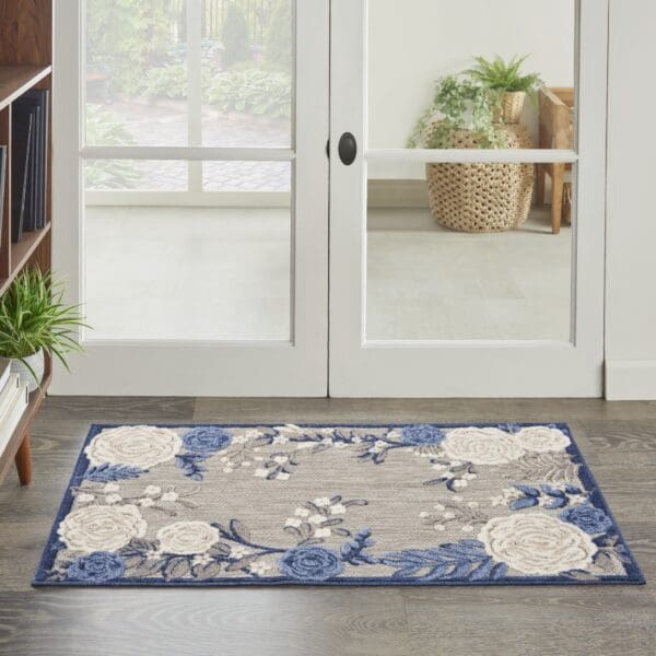 3' x 4' Blue & Orange Floral Power Loom Area Rug - Image 7