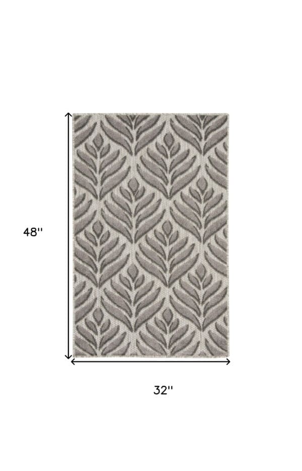 3' x 4' Charcoal Floral Power Loom Area Rug - Image 5