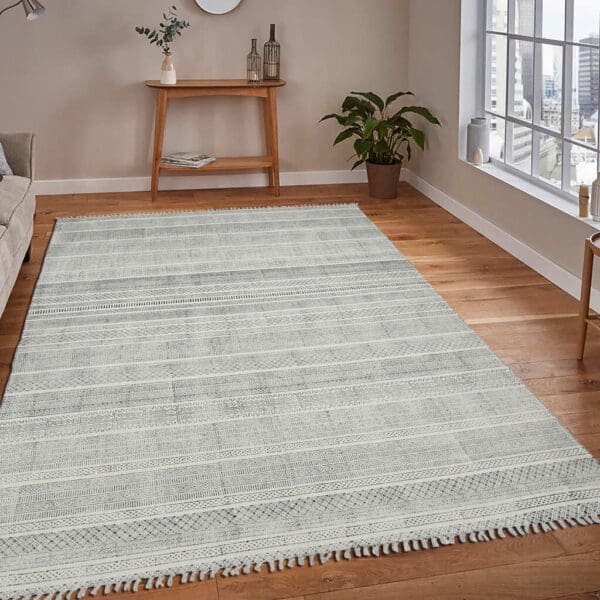 8' x 12' Charcoal Geometric Flatweave Handmade Distressed Area Rug - Image 7