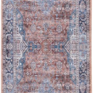 2' x 6' Power Loom Distressed Non Skid Runner - Blue & Red