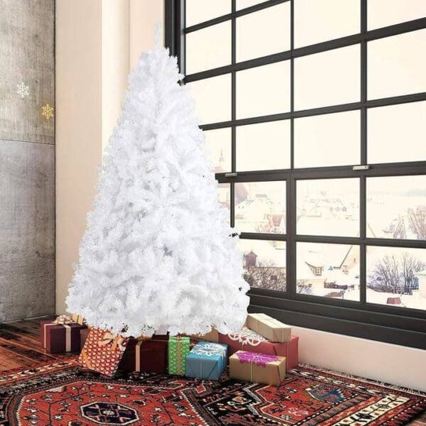 Pine Christmas Tree - 1000 Tips with Decorations, White - Image 3