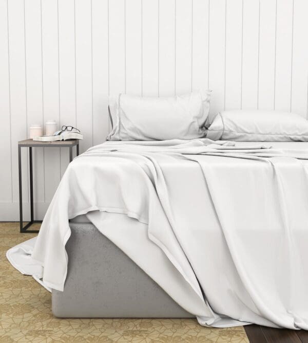 Bamboo Cotton Sheets Soft & Smooth with Viscose from Bamboo - White, Cal King Split - Image 2