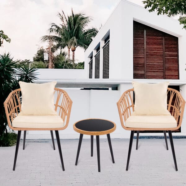 3 Pc Patio Bistro Set with Side Table - Image 2