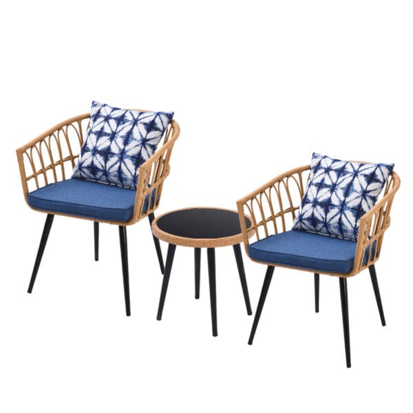 3 Pc Patio Bistro Set with Side Table - Image 5