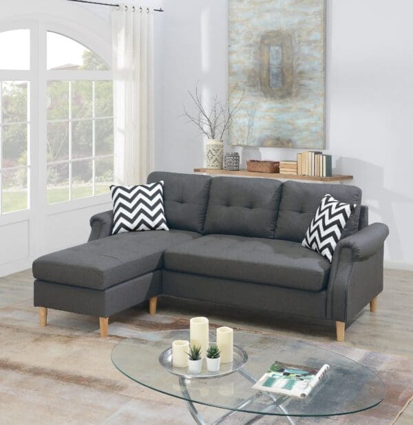 Corner Sectional Sofa with Reversible Chaise - Blue Gray