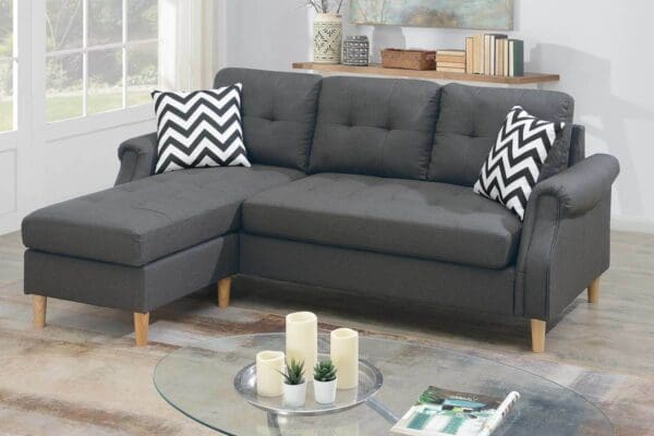 Corner Sectional Sofa with Reversible Chaise - Blue Gray - Image 3