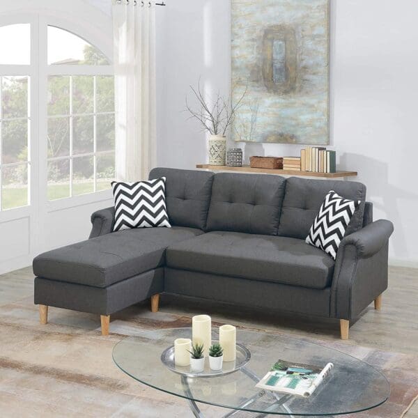 Corner Sectional Sofa with Reversible Chaise - Blue Gray - Image 5