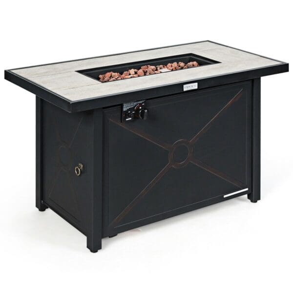 42" 60000 BTU Propane Fire Pit Table with Ceramic Tabletop - Black