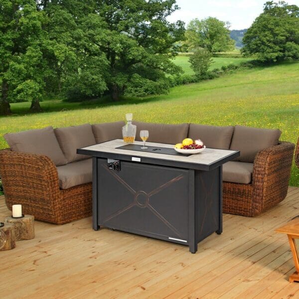 42" 60000 BTU Propane Fire Pit Table with Ceramic Tabletop - Black - Image 2