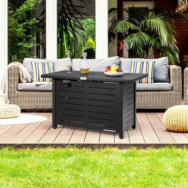 42" 60 000 BTU Rectangular Propane Fire Pit Table with Waterproof Cover - Black - Image 2