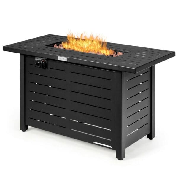 42" 60 000 BTU Rectangular Propane Fire Pit Table with Waterproof Cover - Black - Image 3