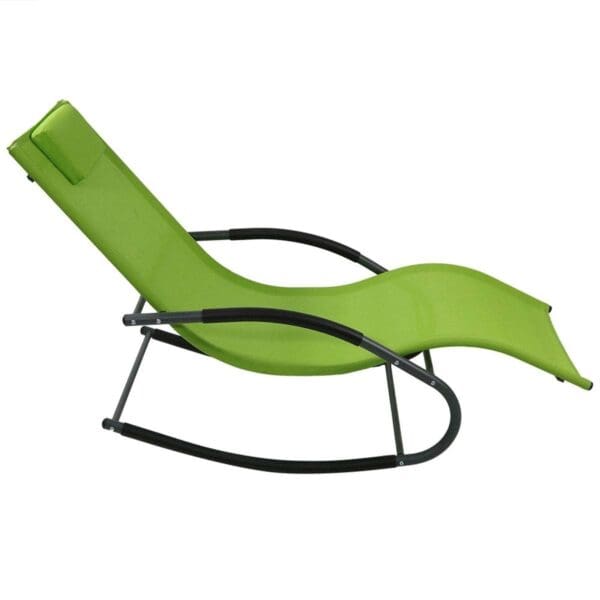 Modern Green Rocking Chaise Lounge Chair Patio Lounger with Pillow - Image 2