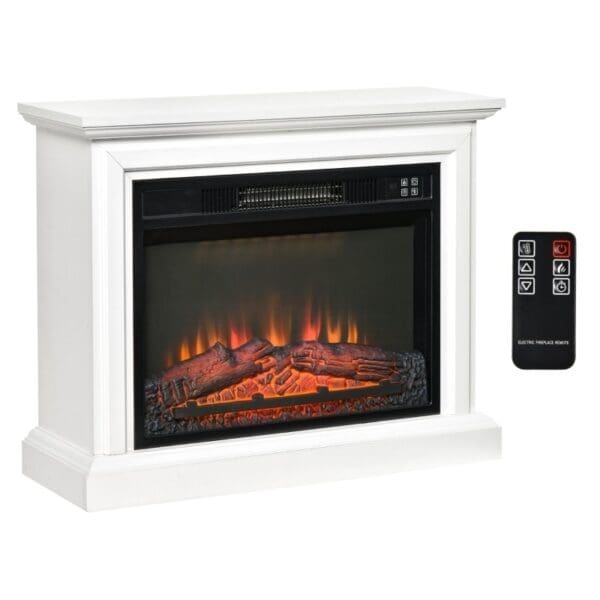 31" White Electric Fireplace Heater Dimmable Flame Effect and Mantel w/ Remote Control