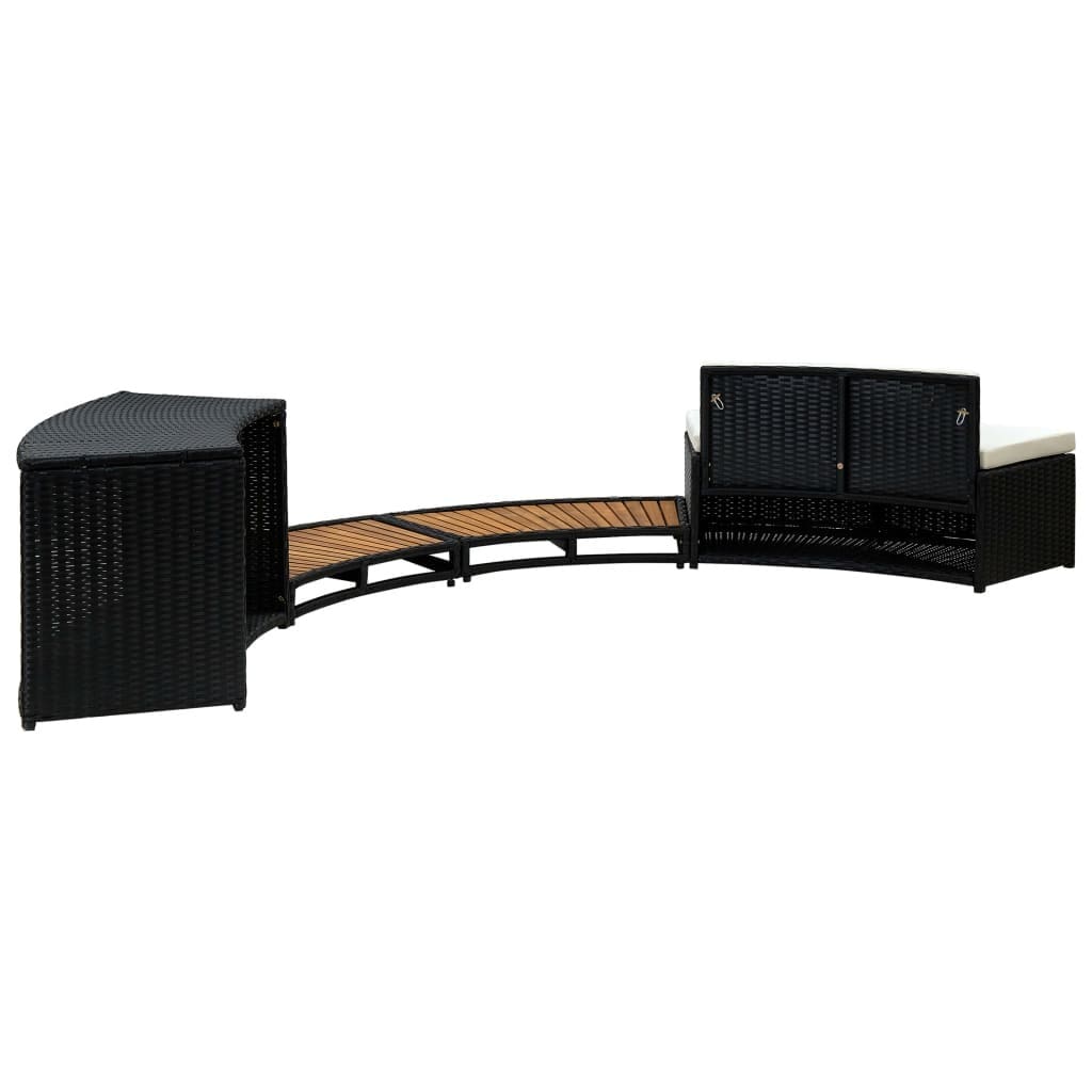Spa Surround Black Poly Rattan and Acacia Wood - Image 5