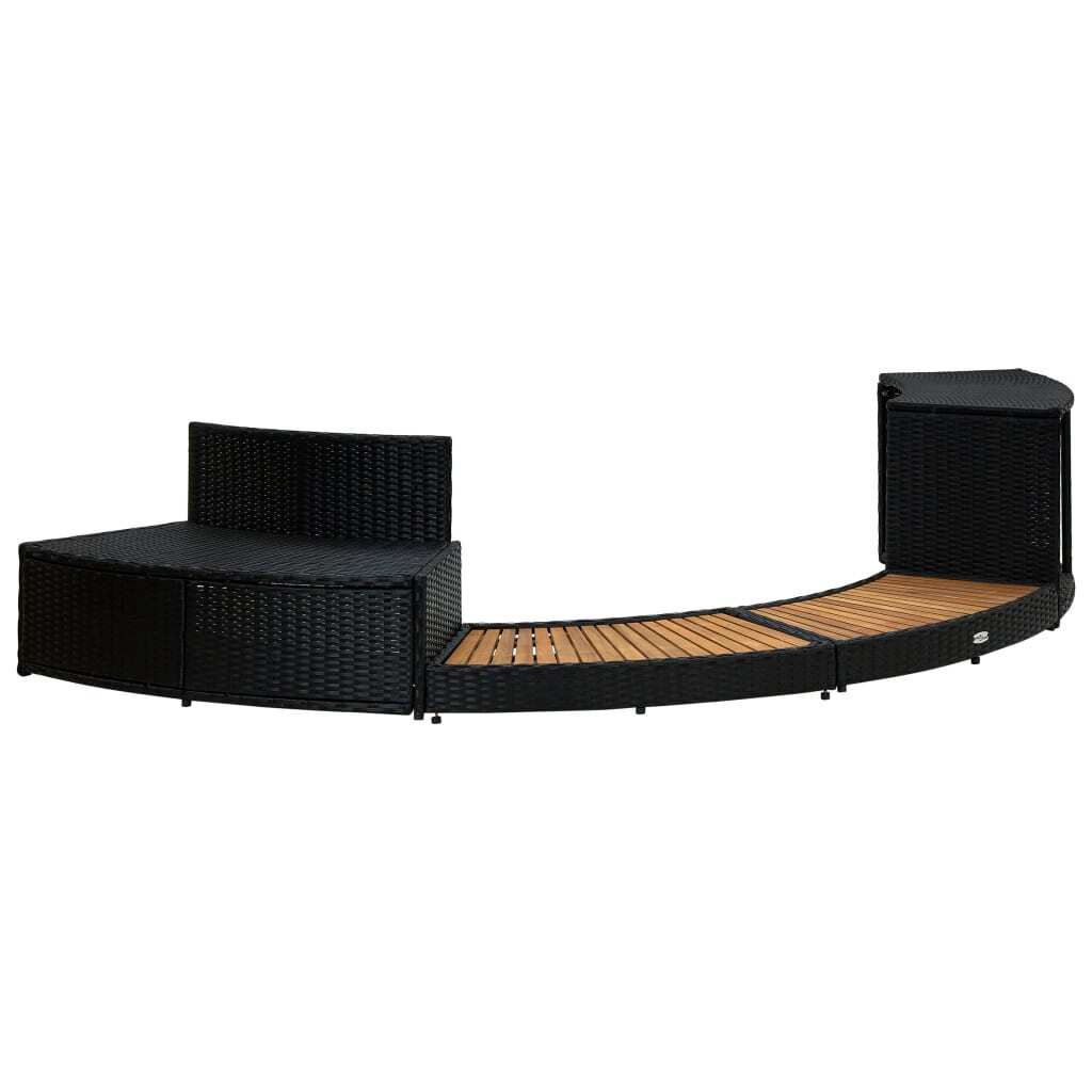 Spa Surround Black Poly Rattan and Acacia Wood - Image 6