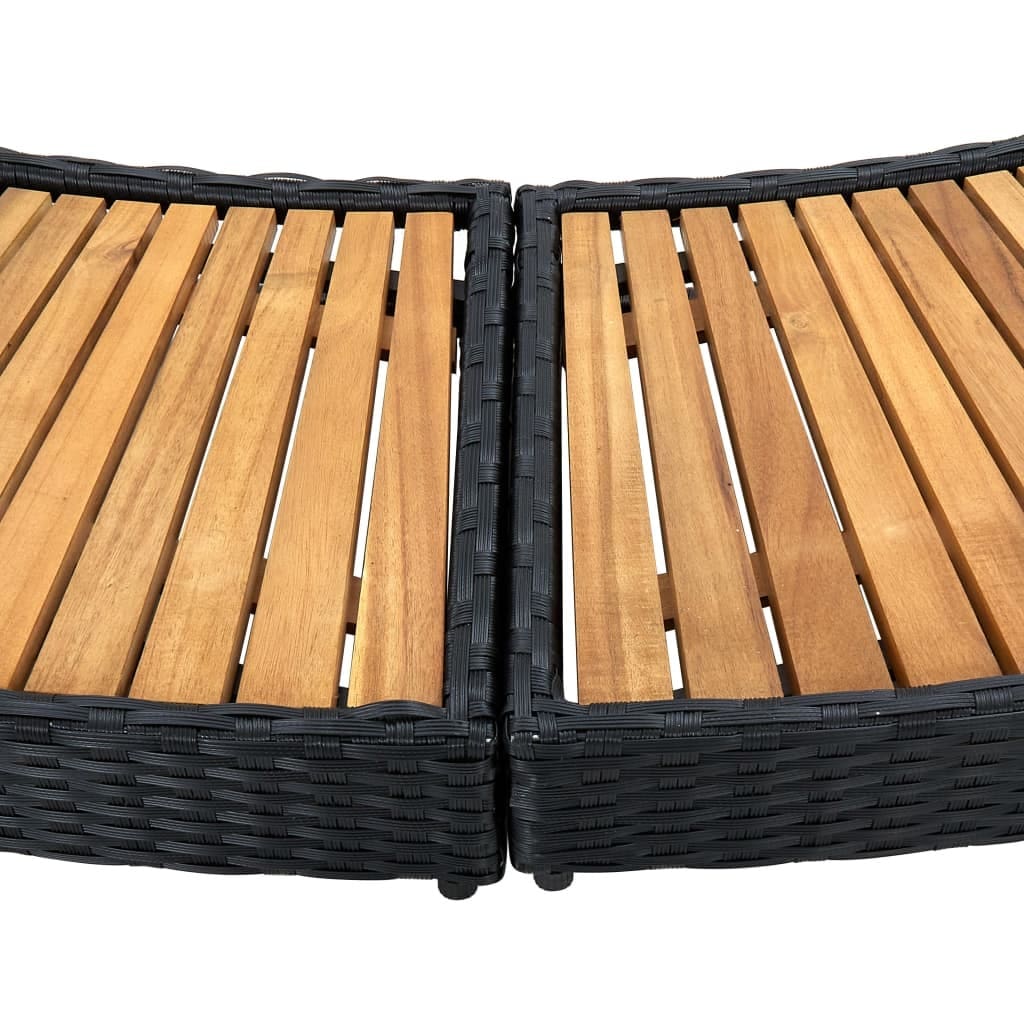 Spa Surround Black Poly Rattan and Acacia Wood - Image 7