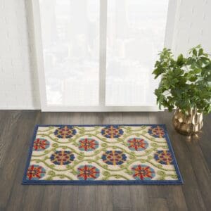 Seville Botanical Indoor/Outdoor Area Rug – Ivory/Blue