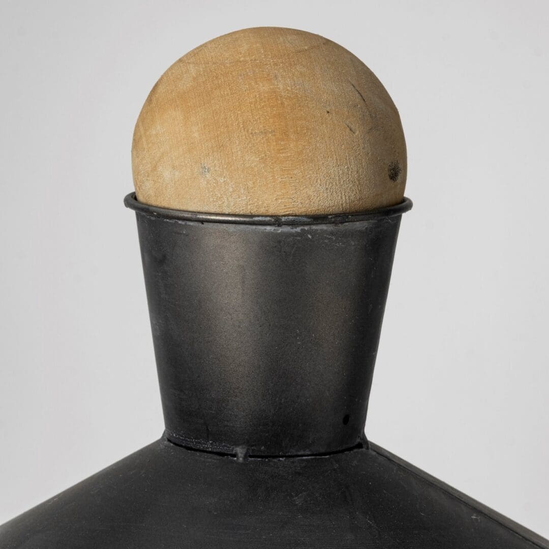 Set of Two Black and Brown Metal Cylindrical Urns - Image 4