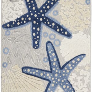 3' x 4' Blue & Grey Animal Print Non-Skid Indoor/Outdoor Area Rug