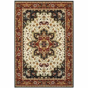 2' X 3' Red and Ivory Oriental Power Loom Area Rug