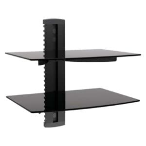 MegaMounts Tempered-glass Double shelf, Single stud Wall Mount