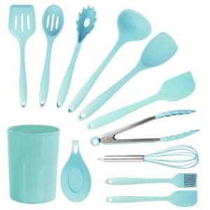 MegaChef Light Teal Silicone Cooking Utensils - Set of 12