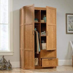 Bedroom Wardrobe Cabinet Storage Closet Organizer - Medium Oak Finish